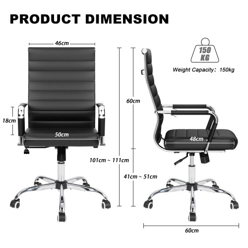 (Black) UEV Ergonomic Office Chair, PU Leather 2