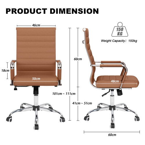 (Brown) UEV Ergonomic Office Chair, PU Leather 2