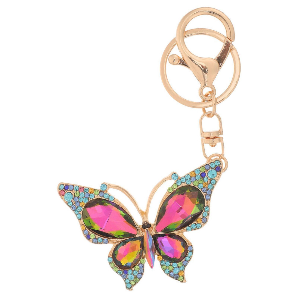 Kricely (As Show, One Size) Rhinestone Key Chain Butterfly Shaped Keychain Key Pendant Decoration Accessory