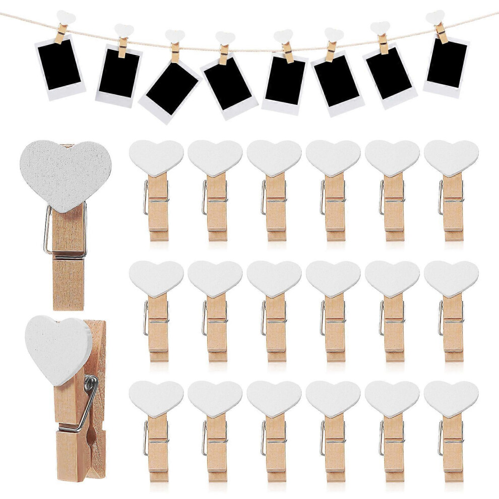 Kricely (As Show, One Size) 20Pcs Wooden Photo Clips Mini Clothespins Memo Note Clips Crafts Party Decorations