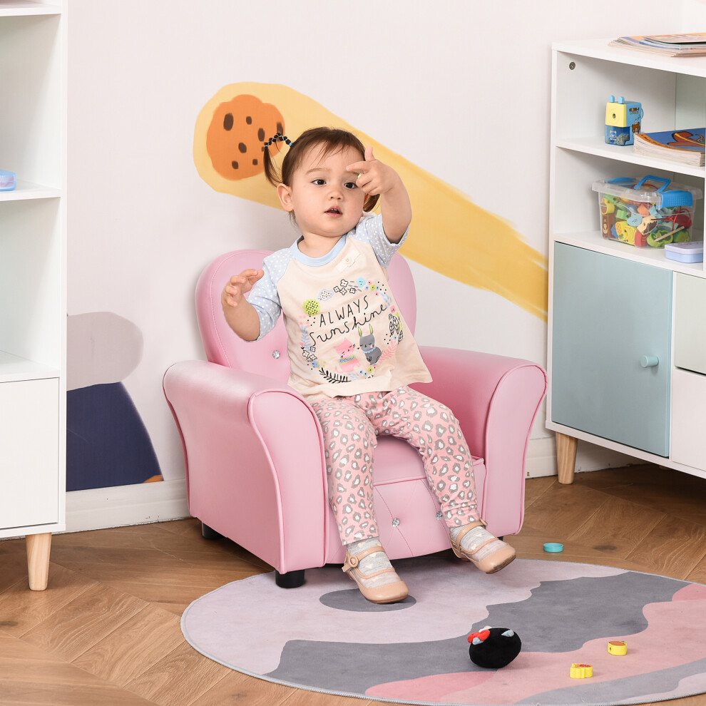 HOMCOM Kids Sofa Toddler Armchair Children Chair Princess-Themed Nursery