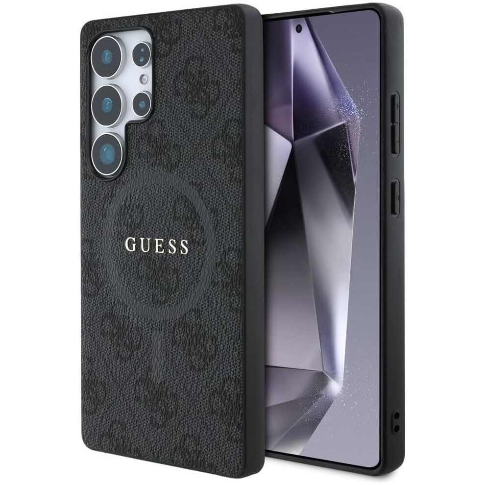 Guess Leather 4G Coloured Ring Classic Logo Case with MagSafe for Samsung Galaxy S25 Ultra 6.9" Black - GUHMS25LG4GFRK