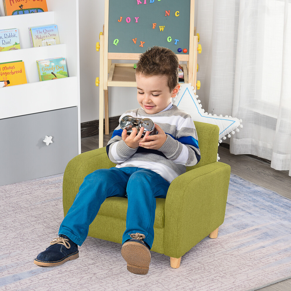 Homcom Kids Armchair Toddler Sofa Chair With Padding Seat Bedroom Green