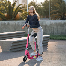 HOMCOM Foldable Powered Scooter with Adjustable Seat & Brake - Pink AA1-023PK, 10km/h, 6-8km Range, 6-8h Charge, Ages 7-12