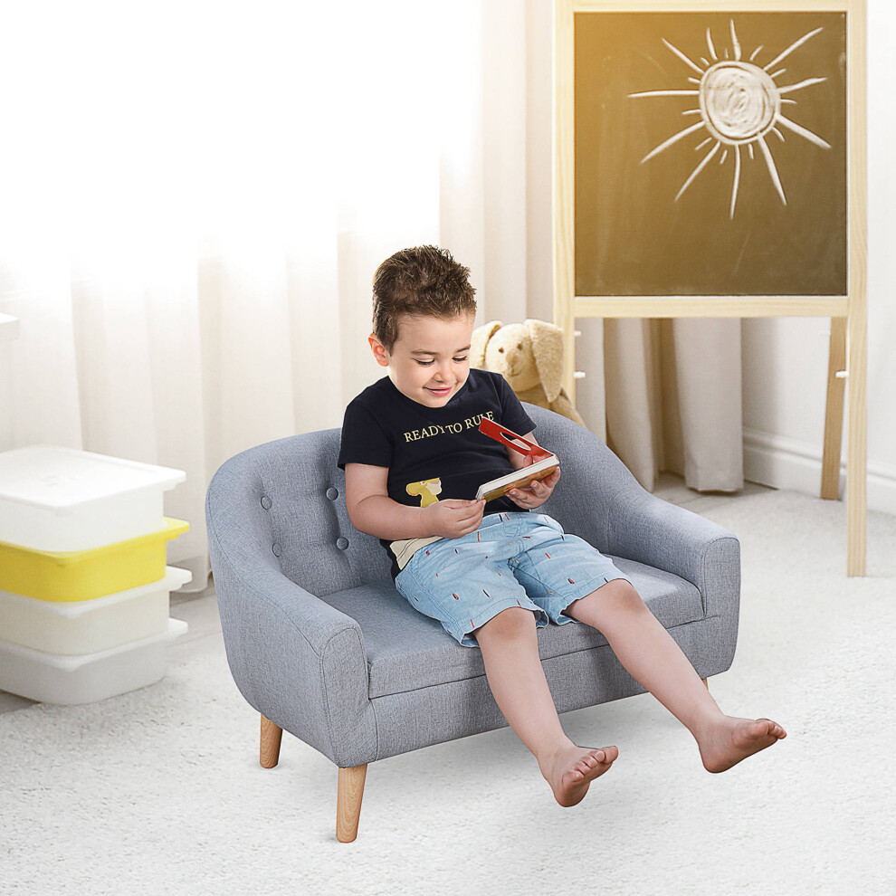 HOMCOM Kids Sofa Children Couch Toddler Armchair Seat Bedroom Nursery Grey