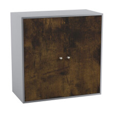 (Grey, Rustic Brown Door) 2-Tier Wooden Storage Cupboard