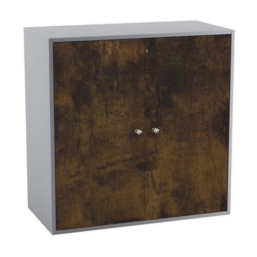 URBN Living (Grey, Rustic Brown Door) 2-Tier Wooden Storage Cupboard