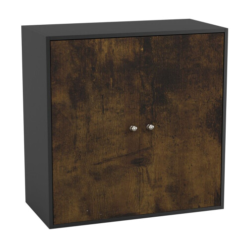 URBN Living (Rustic Brown, With Black Door) 2-Tier Wooden Storage Cupboard 2