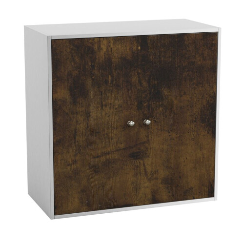 URBN Living (Rustic Brown, With White Door) 2-Tier Wooden Storage Cupboard 2