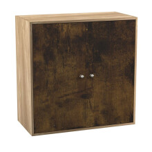 (Rustic Brown, With Oak Door) 2-Tier Wooden Storage Cupboard