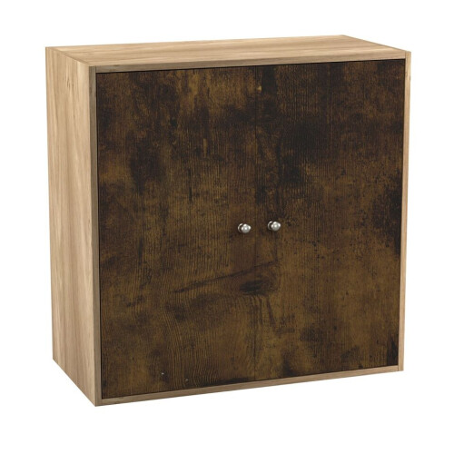 URBN Living (Rustic Brown, With Oak Door) 2-Tier Wooden Storage Cupboard