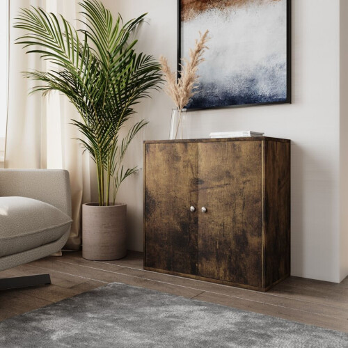 URBN Living (Rustic Brown, Rustic Brown Door) 2-Tier Wooden Storage Cupboard 2
