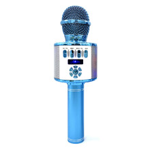 (Bleu) Microphone 3-en-1 Haut-parleur Bluetooth sans fil Enregistreur HIFI Réduction du bruit Carte TF Portable Professionnel