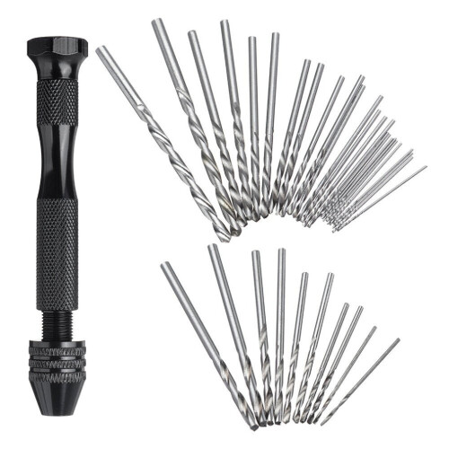 (10pcs) Hand Drill Set Vice Mini Drill with Rotary Bits for Crafts Carving DIY 1