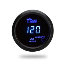 (Zwart) Digitale oliedrukmeter met sensor voor auto 52 mm 2 "LCD 0-120 PSI waarschuwingslampje zwart