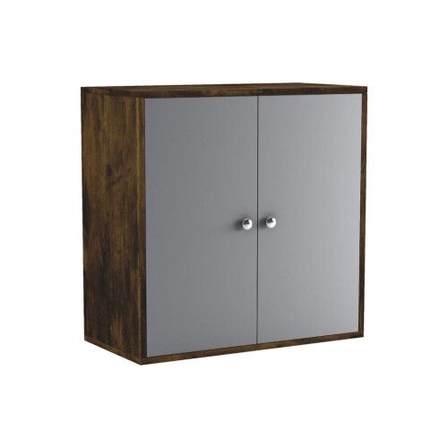 URBN Living (Rustic Brown, Grey Door) 2-Tier Wooden Storage Cupboard 2