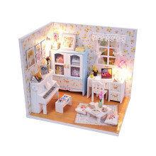 Kit de maison de poupée Miniature en bois, bricolage à la main, jouet avec couvercle anti-poussière, Collection de cadeaux,