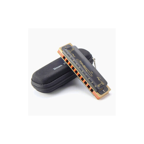 (F) 10 Hole Blues Harmonica A B C D E F G Key Black 2