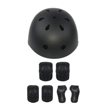 (Black) 7Pcs/Set Children Sports Protective Gear Set Kids Cycling Scooter Skateboard Helmet + Knee Elbow Pads