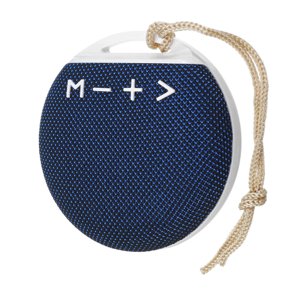 (Bleu) Mini haut-parleur stéréo Bluetooth sans fil extérieur portable avec microphone à sangle de lanière