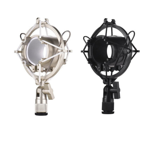 (Golden) Univerdal Condenser Microphone Mic Shock Mount Holder Bracket Plastic 1