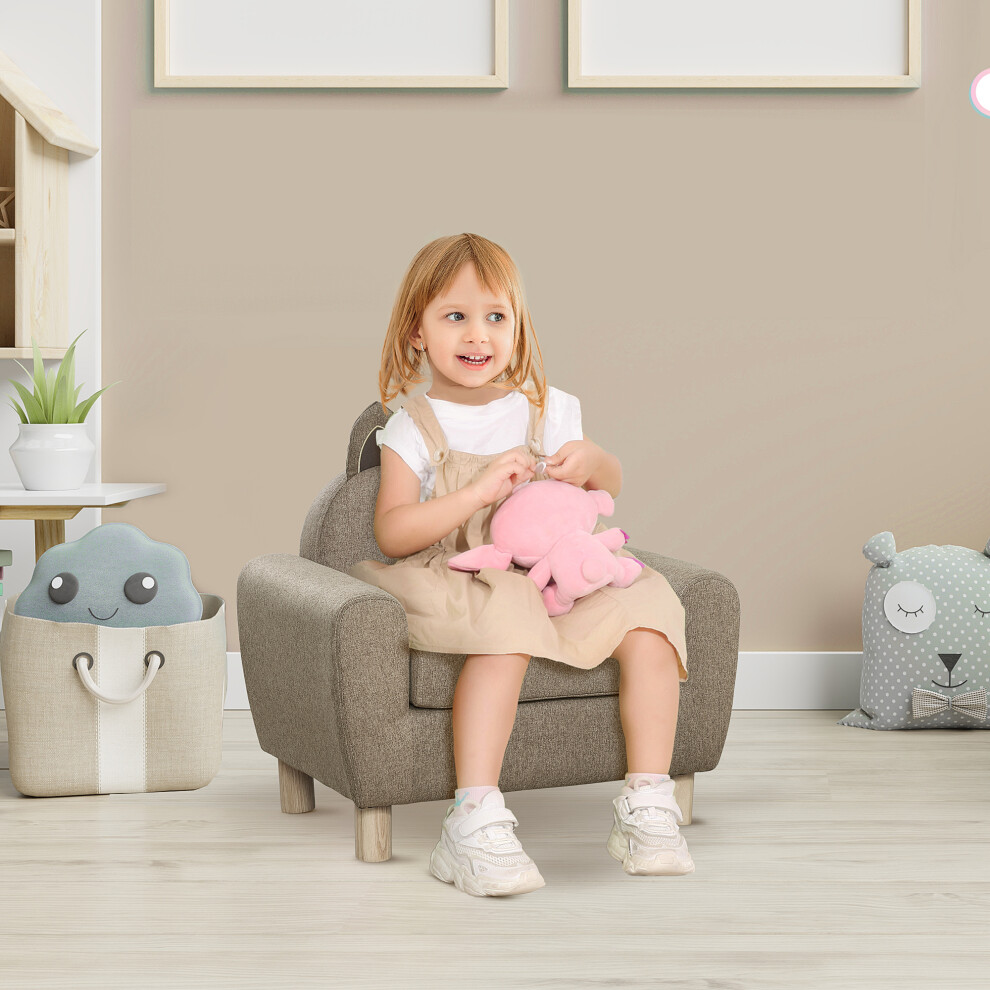HOMCOM Kids Sofa Children Armchair Toddler Chair Ear Modeling Bedroom Brown