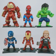 (6 stks C) Avengers Alliantie Pop Speelgoed Iron Man Spider Man Hulk Captain USA Vernietigt Bataljon Death Attendant