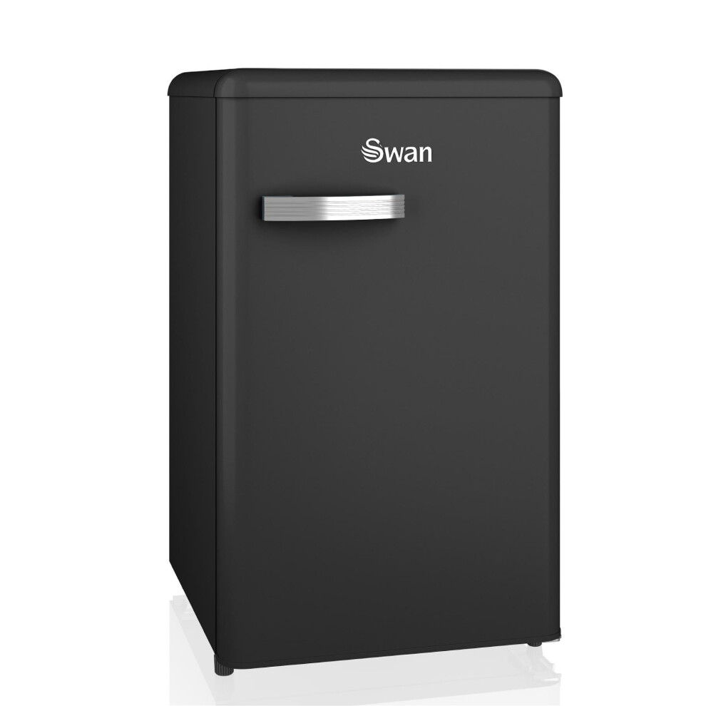 SWAN SR11035BNE Retro Under Counter Fridge with 77L Fridge Capacity, 13L Freezer Capacity, 1 Glass Shelf, Black [Energy Class E]