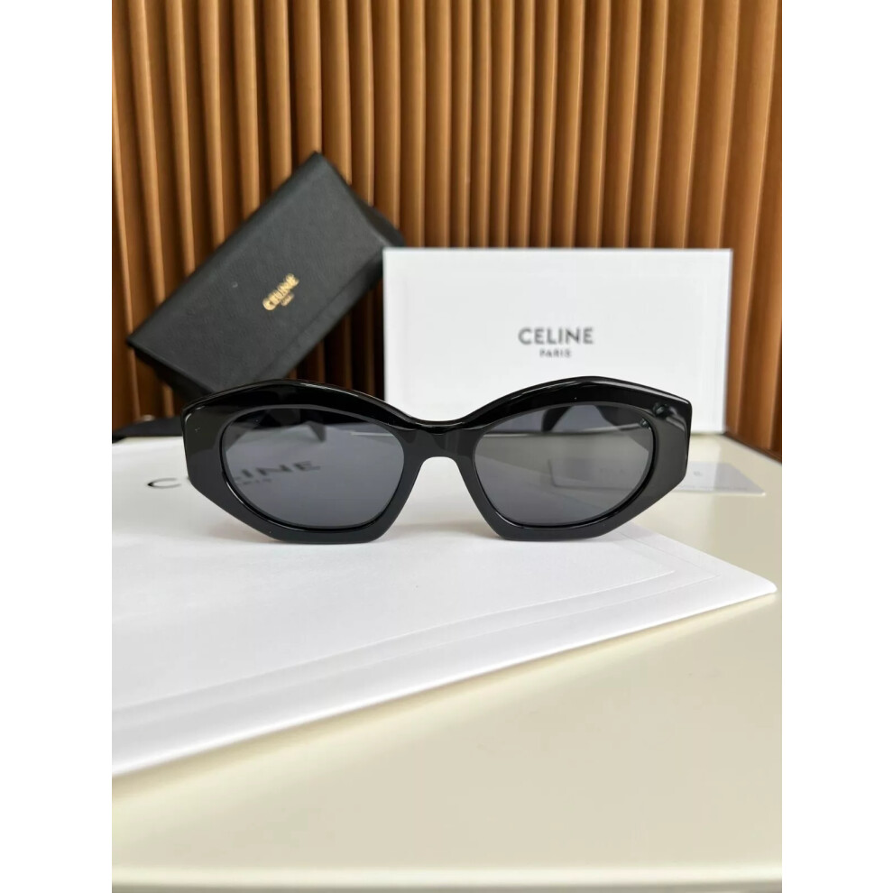 Celine CL40238U 01A Cat Eye Black Sunglasses with Grey Lens 100% UV