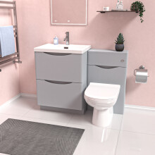 Nes Home 1100mm Freestanding Matte Grey Vanity Cabinet, WC & Round BTW Toilet