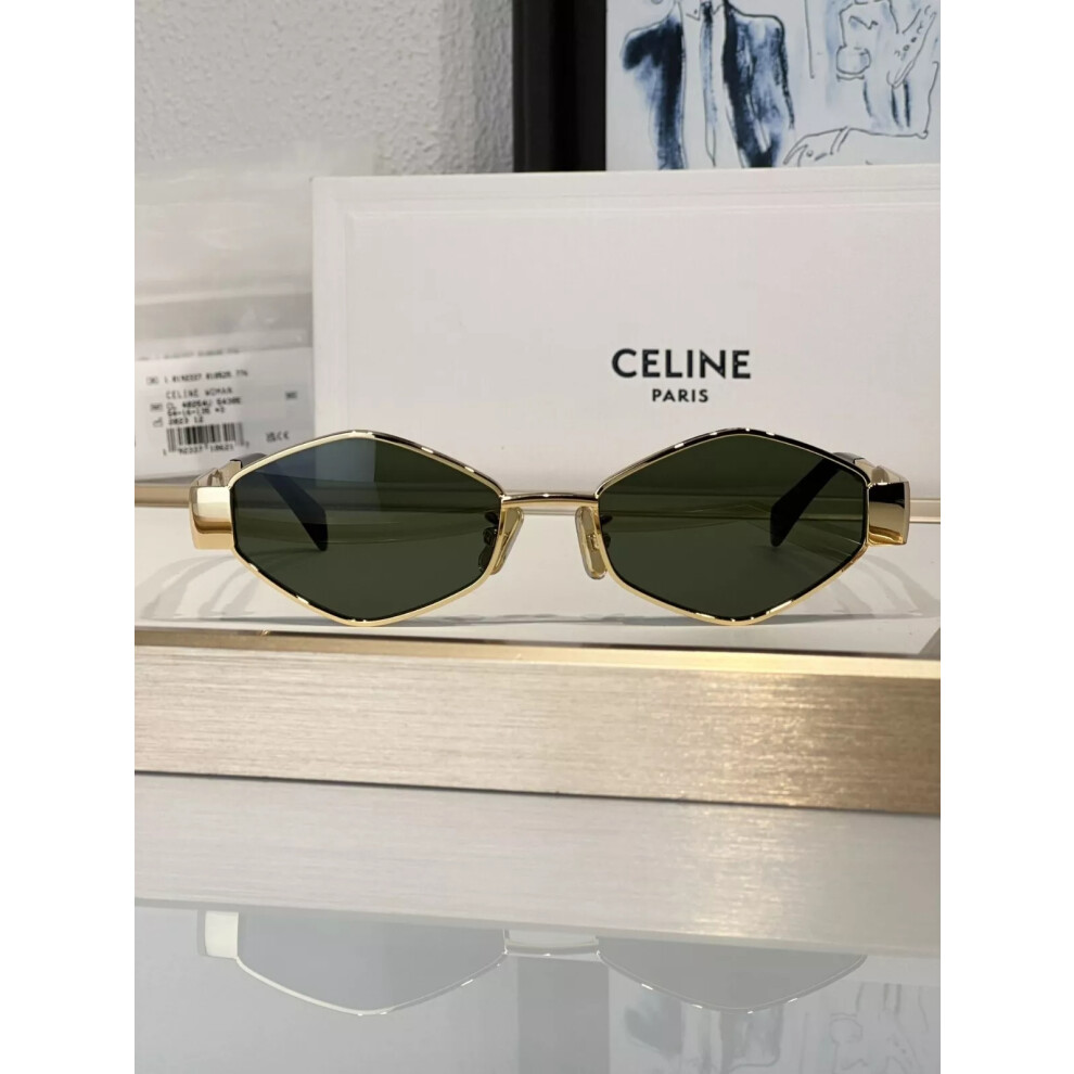 Celine Triomphe Metal Sunglasses CL40254U Green Geometric Lenses