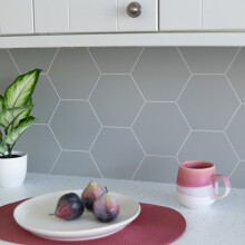 WallPops Luxury Self Adhesive Vinyl Wall Tiles HEXAGON GREY - Pack Of 9 Tiles (0.23sqm)