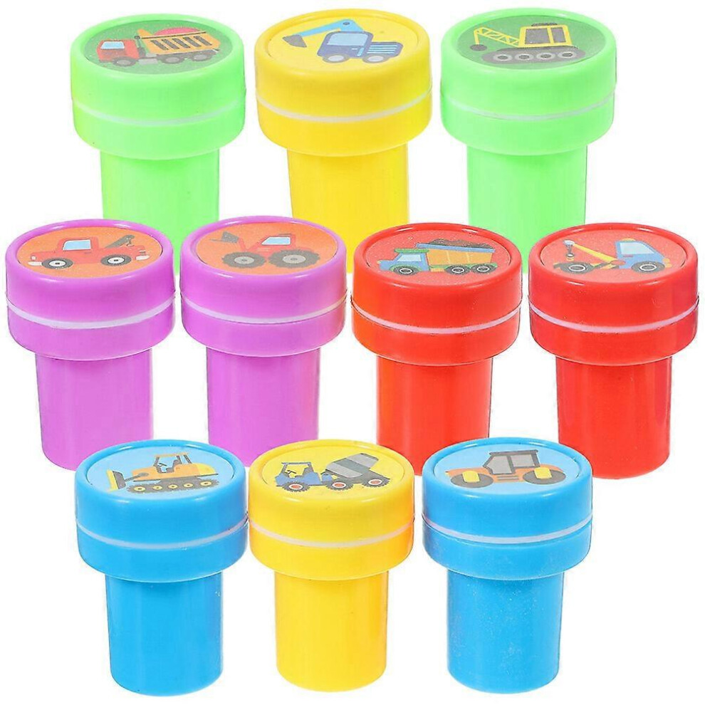 Kricely (As Show, One Size) 20Pcs Construction Trucks Pattern Stamps Party Favors Construction Vehicles Stamper