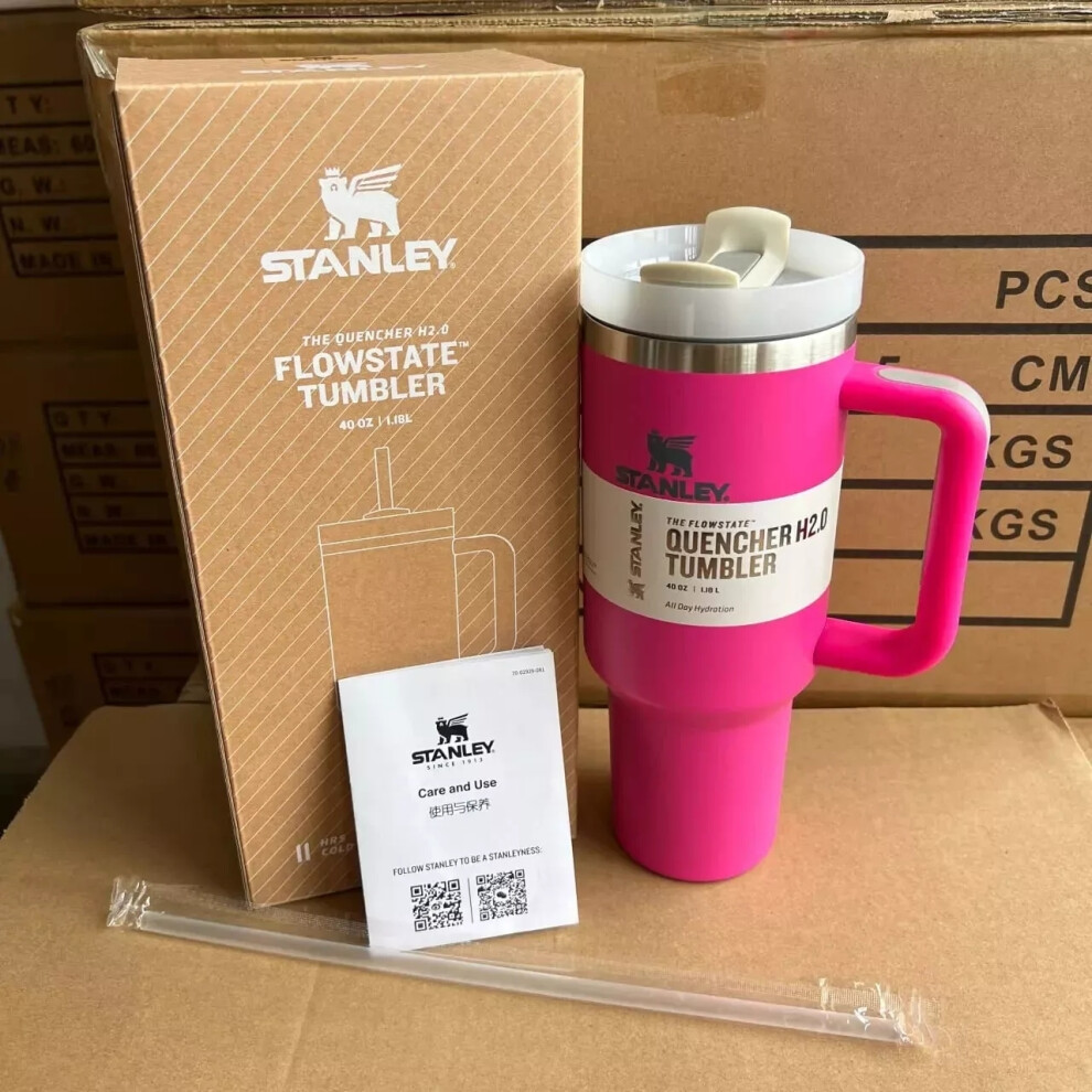 Barbie Pink Stanley 40oz Quencher H2.0 FlowState Tumbler NEW