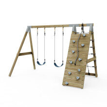 Premium Double Garden Swing with Up and Over Wall for Kids - Navy Blue