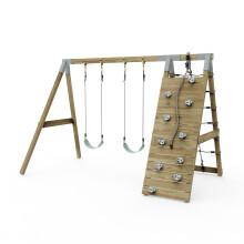Premium Double Garden Swing with Up and Over Wall for Kids - Mint Green