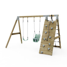 Premium Double Garden Swing with Up and Over Wall for Kids and Baby - Mint Green