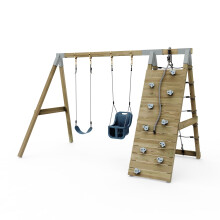 Premium Double Garden Swing with Up and Over Wall for Kids and Baby - Navy Blue