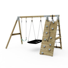 Premium Double Garden Swing with Up and Over Wall for Kids - Boat Mint Green