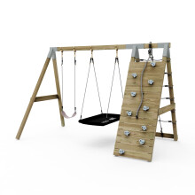Premium Double Garden Swing with Up and Over Wall for Kids - Boat Dusky Pink