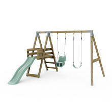 Premium Double Garden Swing with Deck for Kids and Baby - Mint Green