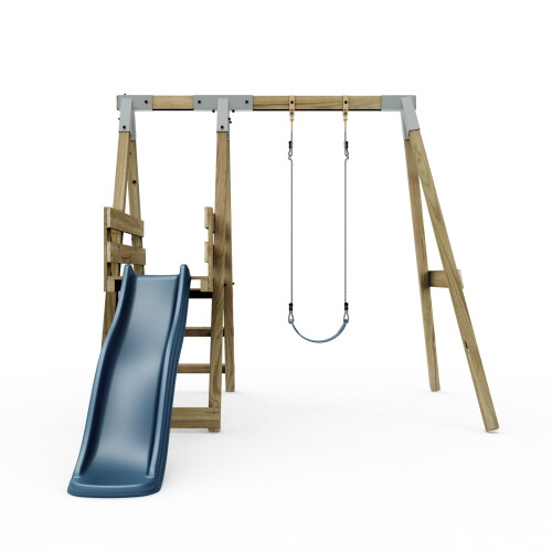 Rebo Premium Single Garden Swing with Deck for Kids- Flex Navy Blue 1