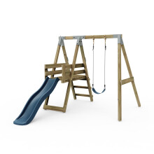 Premium Single Garden Swing with Deck for Kids- Flex Navy Blue