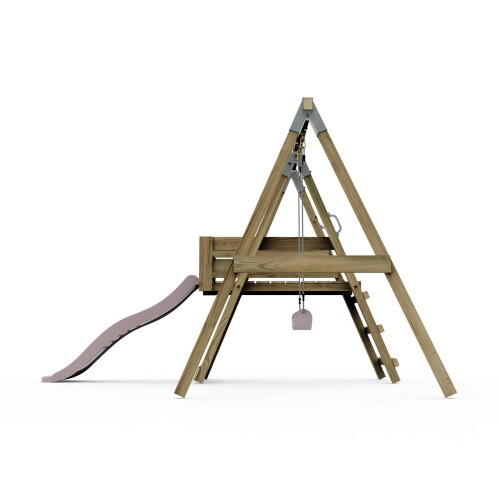 Rebo Premium Single Garden Swing with Deck for Kids - Flex Dusky Pink 2