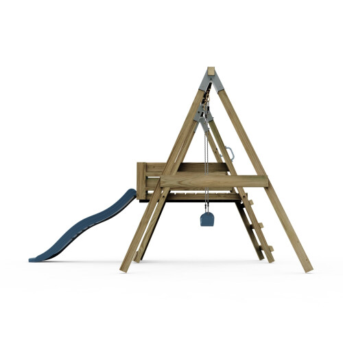 Rebo Premium Single Garden Swing with Deck for Kids- Flex Navy Blue 2
