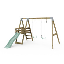 Premium Double Garden Swing with Deck for Kids - Flex Mint Green