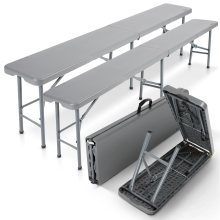 AREBOS 2x Beer Bench Folding Bench I Carrying Handle | 183 x 28 x 43 cm Folding Bench Camping Garden Party Bench Beer Tent Bench | Anthracite