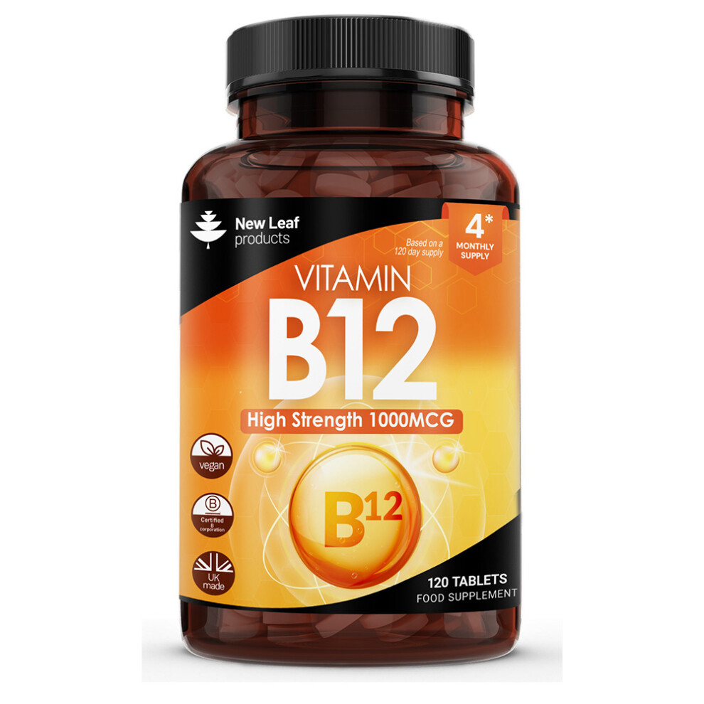 New Leaf Product Vitamin B12 1000Mcg High Strength Tablets 120 Vegan Tablets (4 Month)
