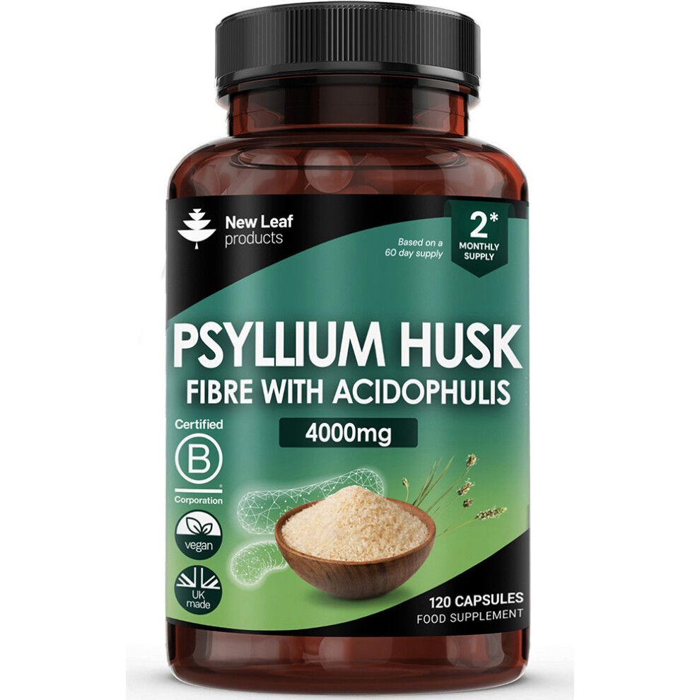New Leaf Product Fibre Supplement 4000Mg Psyllium Husk With Probiotic 200 Million Cfu