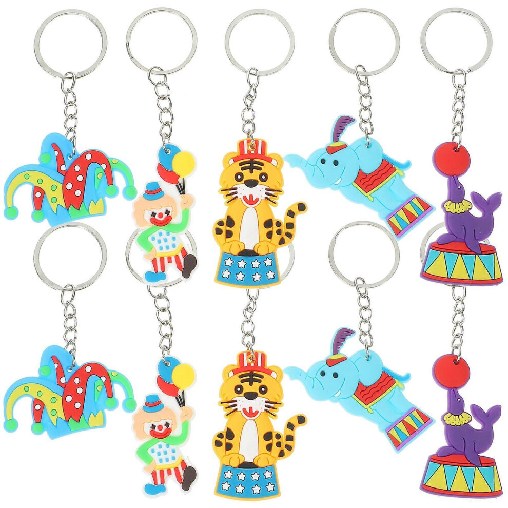 Kricely (As Show, One Size) 20Pcs Key Chains Small Keyrings Carnival Circus Theme Key Chain Purse Decoration Cute Keychains